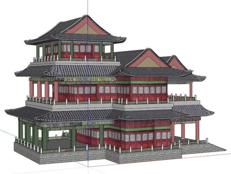 中国古建亭台楼阁塔SketchUp模型分享-SketchUpBBS·戏台