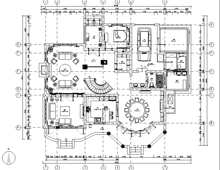 酒店二层框架图资料下载-复地爱伦坡二层美式风格别墅设计施工图（附效果图）