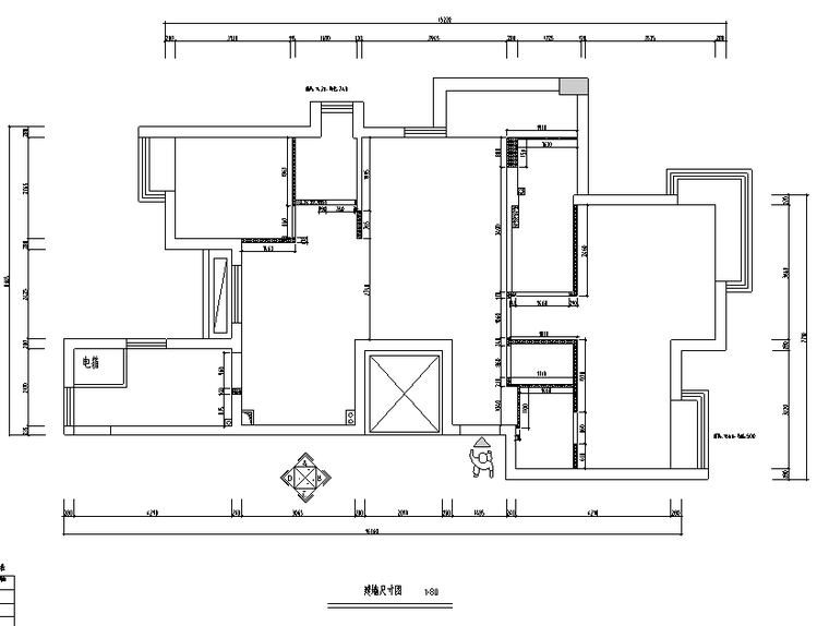 银都花园家装设计完整施工图（附效果图）-建墙尺寸图