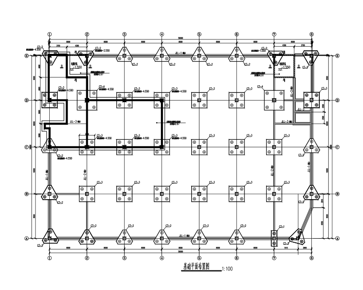5层框架结构工业厂房结构施工图-基础平面布置