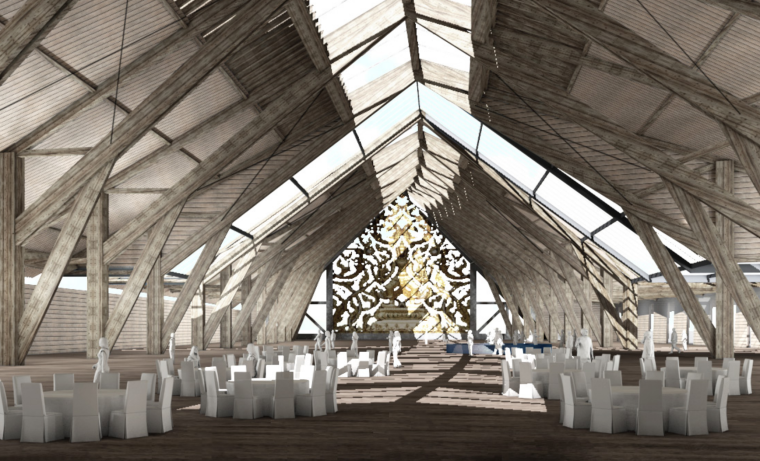 [云南]东南亚风格景区民族特色餐厅设计方案文本+施工图+模型（PDF+CAD+3D）-室内透视效果