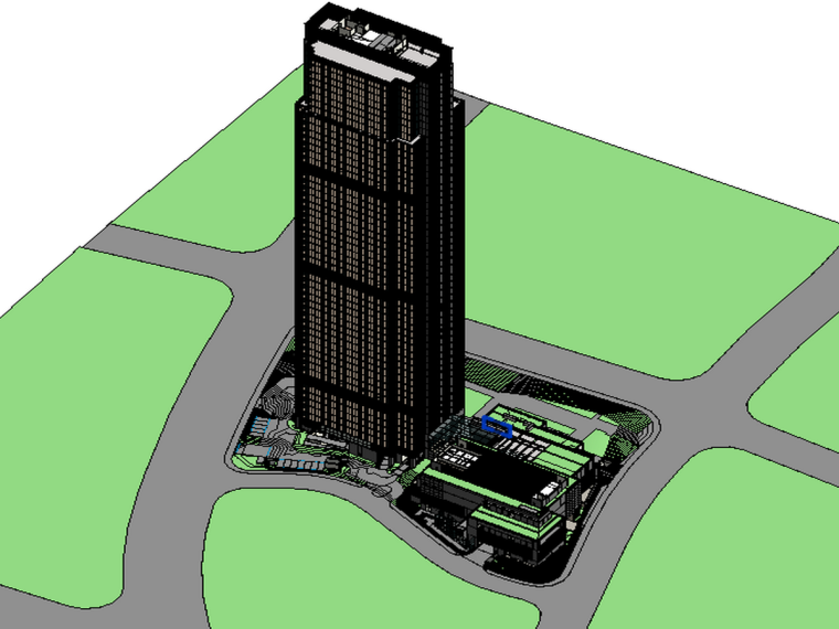 BIM一级第十三期资料下载-BIM模型-revit模型-超高层办公大厦Revit模型