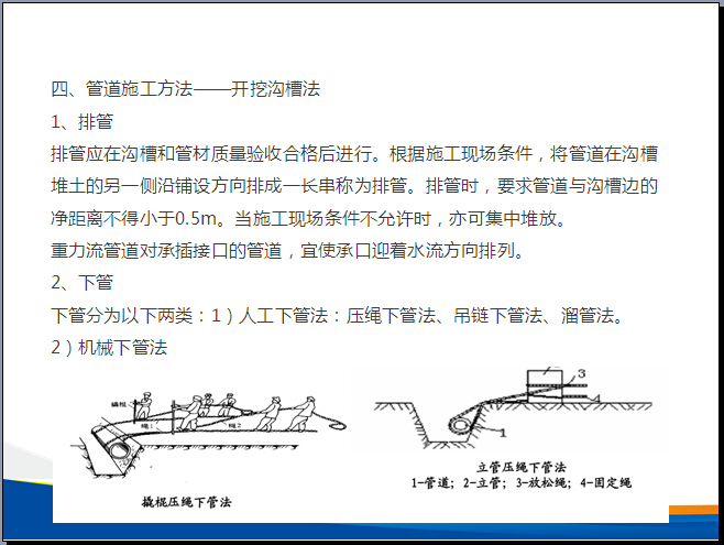 排水工程施工质量控制及验收标准（114页）-管道施工方法——开挖沟槽法