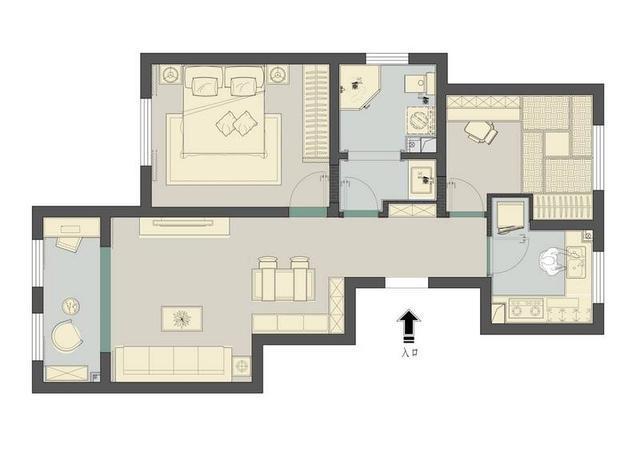 轻盈简约空间住宅资料下载-清爽活力两居 现代简约风