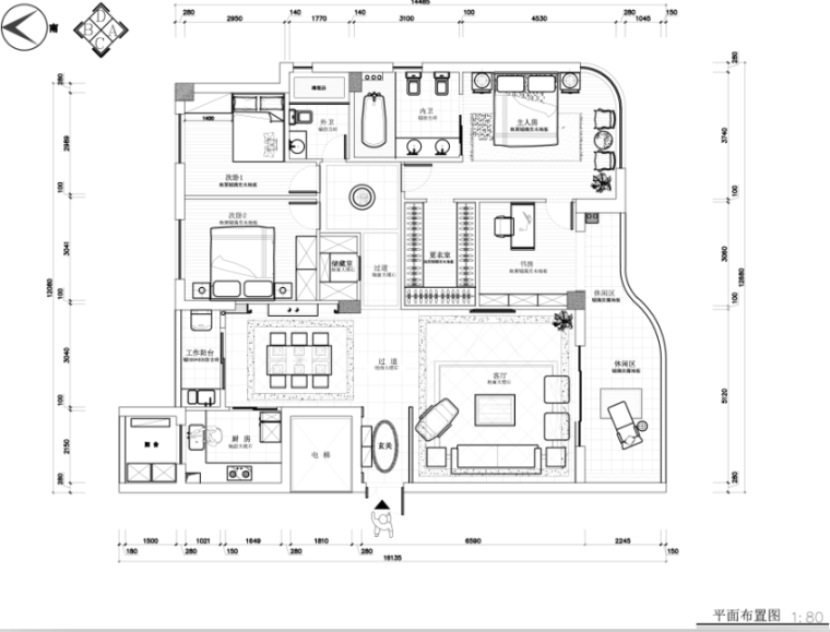 简欧室内设计效果图资料下载-[深圳]简欧四居室住宅室内设计施工图（含效果图）