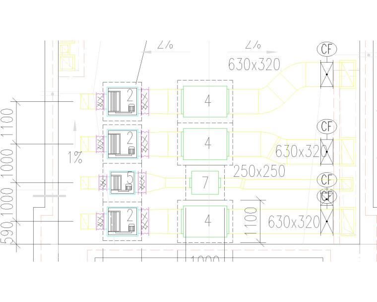 [青海]西宁刻盘暖通设计最全图纸（含超市、地下车库、公建及餐饮、会所、商铺、幼儿园）-屋顶通风平面图