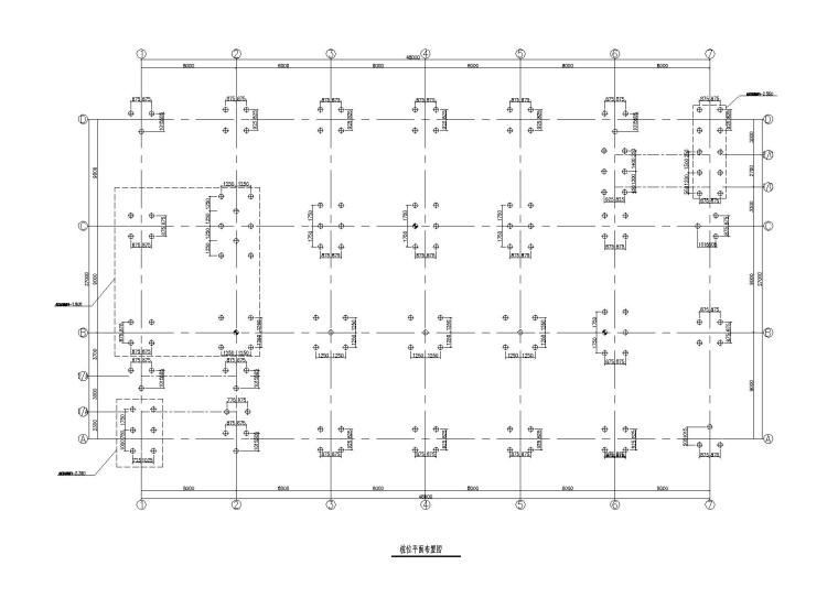 5层生物医药生产车间结构施工图_框架结构-桩位平面布置图
