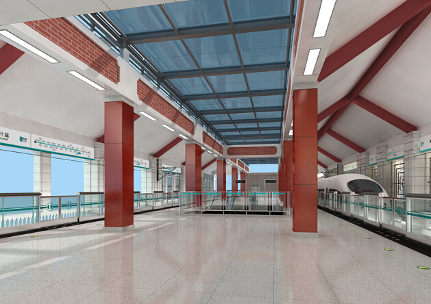 地铁车站装修及地面附属建筑设计方案66页PPT-站台装修效果