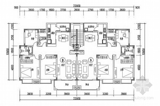 索诺马顶层复式住宅资料下载-某多层板式顶层复式住宅户型图（115）