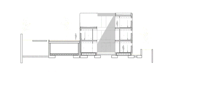 陶瓷幕墙：虚空间处理新手法-西班牙住宅：剖面图