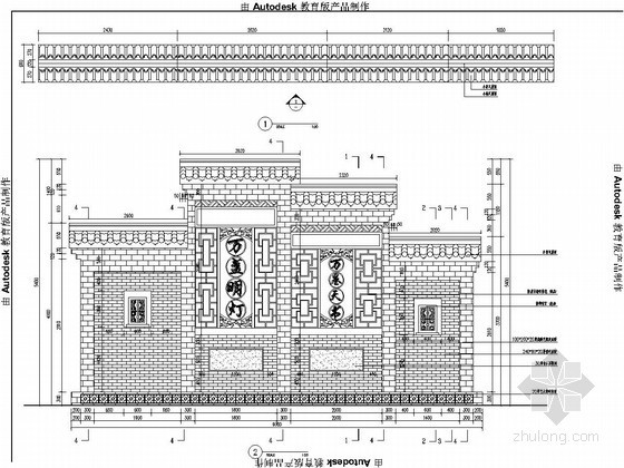 中式园林墙施工图资料下载-中式景墙施工图
