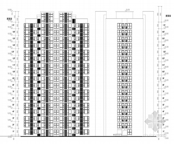 [四川]现代风格高层保障性住宅区规划设计方案文本（含CAD）-现代风格高层保障性住宅区规划立面图