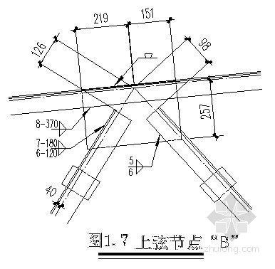 21m跨钢结构屋架结构图资料下载-钢屋架节点详图（上下弦节点、屋脊节点）