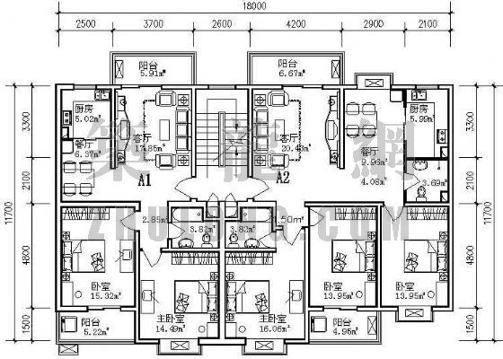 多层住宅户型平面图CAD资料下载-住宅经典户型平面图