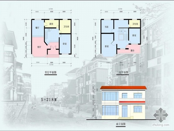二层居宅资料下载-三套二层乡村自宅方案图（含效果图）