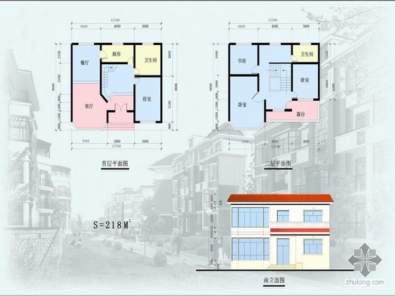 农村二层住宅效果图资料下载-三套二层乡村自宅方案图（含效果图）