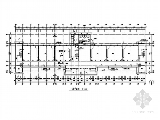 [安徽]高层市级中学教学楼建筑施工图-高层市级中学教学楼建筑首层平面图 