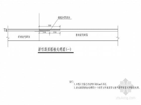 混凝土新旧路面拼接资料下载-新旧路面搭接处理图