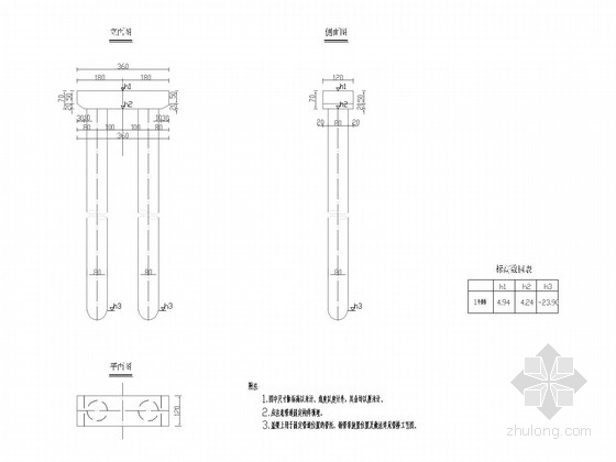 [浙江]市政工程管桥施工图（DN800 DN600 DN300）-桥墩一般构造图 