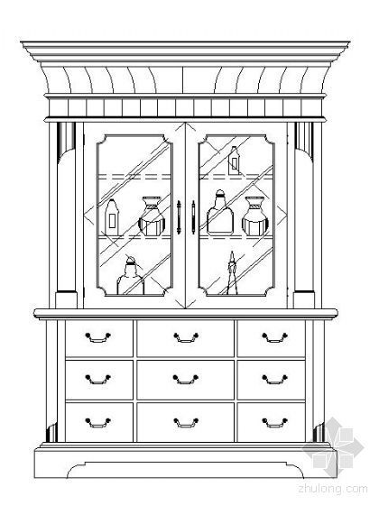 欧式室内酒柜cad资料下载-欧式酒柜Ⅲ