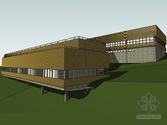 帆形雕塑su模型资料下载-长形住宅SketchUp模型下载