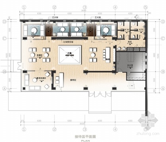 售楼处室内设计概念资料下载-[江苏]雅致新中式风格售楼处室内设计方案