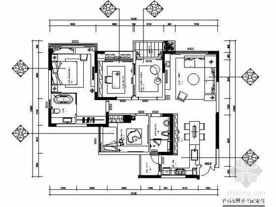 89平米两室两厅装修资料下载-[四川]100平米三室两厅样板房施工图