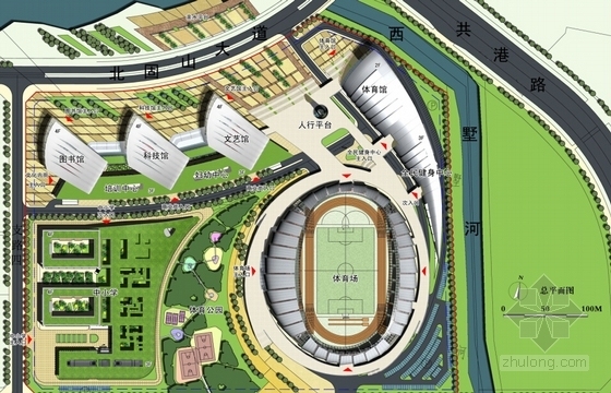 [连云港]滨海区奇异造型文体中心建筑设计方案文本-滨海区奇异造型文体中心建筑总平面图