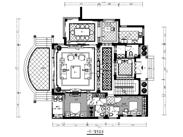 欧式餐厅CAD施工图资料下载-欧式风格别墅设计CAD施工图(含效果图）