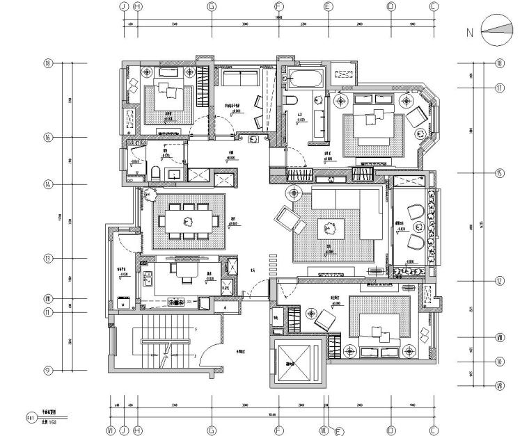 天花吊顶立面图资料下载-[安徽]华地紫园501户型样板房室内施工图设计（CAD+实景图）