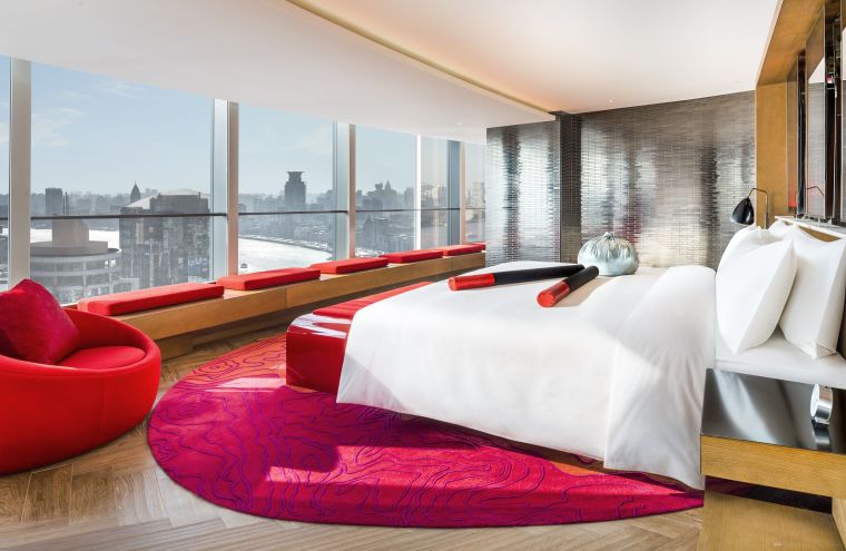 上海外滩W酒店设计施工图（附效果图+方案文本+物料清单+进展单）-Fantastic Suite Bedroom外滩景观奇幻套房 