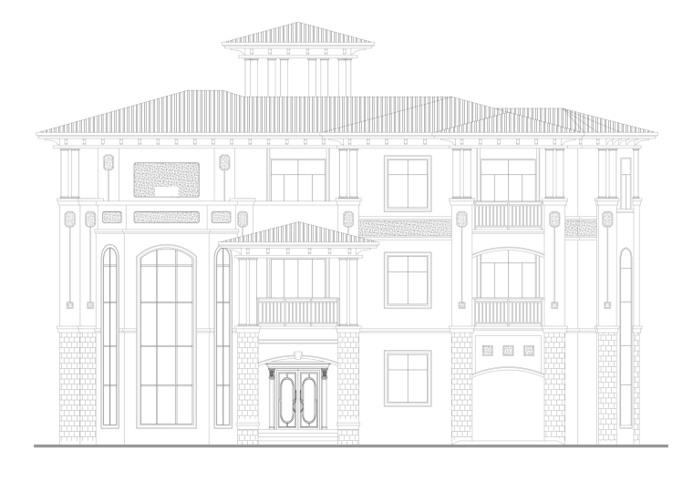 轻刚厂房建筑图资料下载-欧式三层坡屋顶独栋别墅庭院建筑施工图