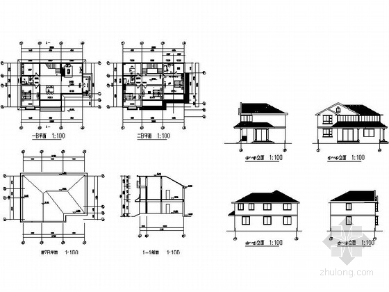 二层现代风格乡村别墅方案图（240平方米）-缩略图 