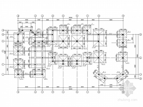 钢结构两层厂房框架资料下载-两层框架社区用房结构图