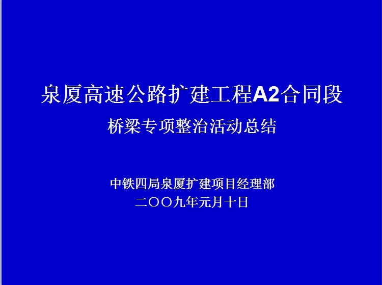 整治活动总结资料下载-泉厦高速公路扩建工程A2合同段桥梁专项整治活动总结