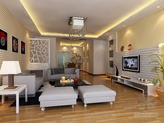 家居现代风格资料下载-现代风格家居室内客厅装修3DMAX模型