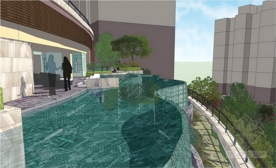 [重庆]著名地产项目三期居住区景观概念设计方案（美国著名公司） -水池区效果图
