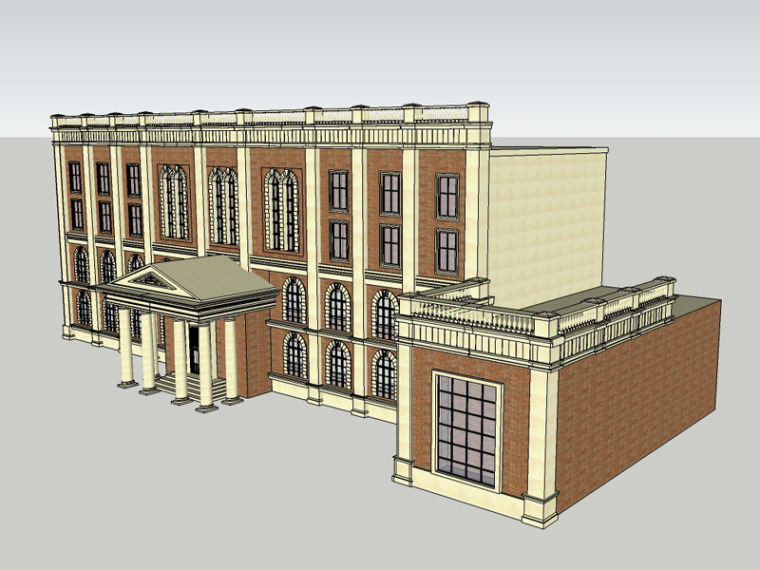 欧式办公建筑图片资料下载-欧式办公建筑SketchUp模型下载