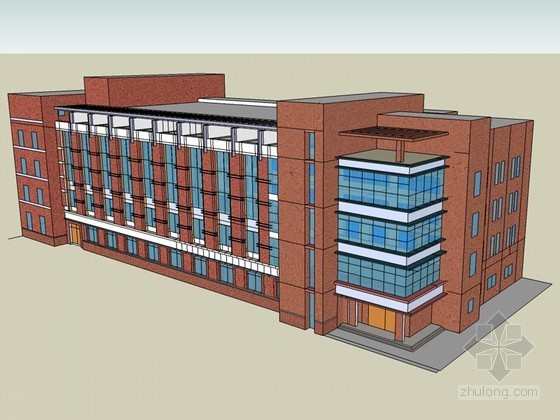 红色文化建筑规划资料下载-红色现代建筑SketchUp模型下载