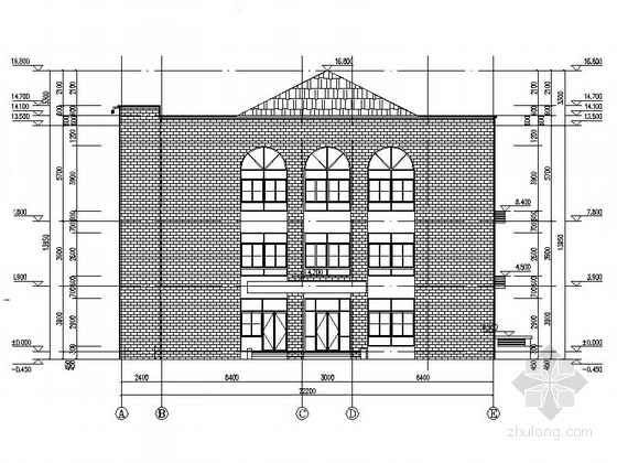 [安徽]市级多层小学整套规划设计施工图（含教学楼、风雨操场等2015年图纸）-市级多层小学整套规划立面图