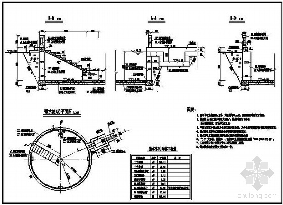 500立方圆形蓄水池图集资料下载-100方蓄水池图纸