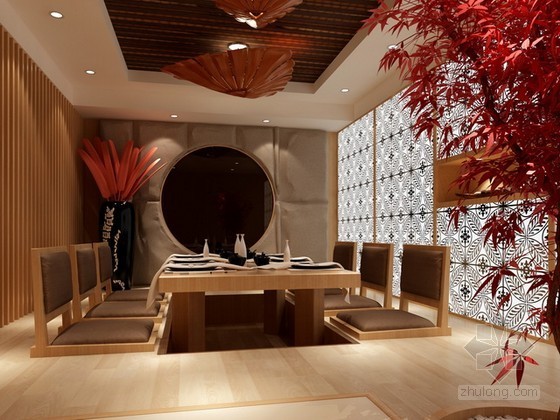 北京多佐日式料理餐厅资料下载-日式餐厅包间3d模型下载