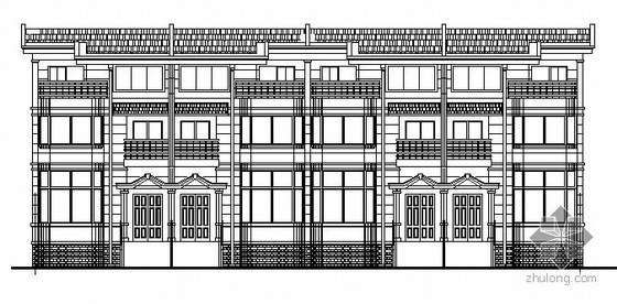 三层新中式联排别墅建筑图资料下载-某三层联排别墅建筑施工图