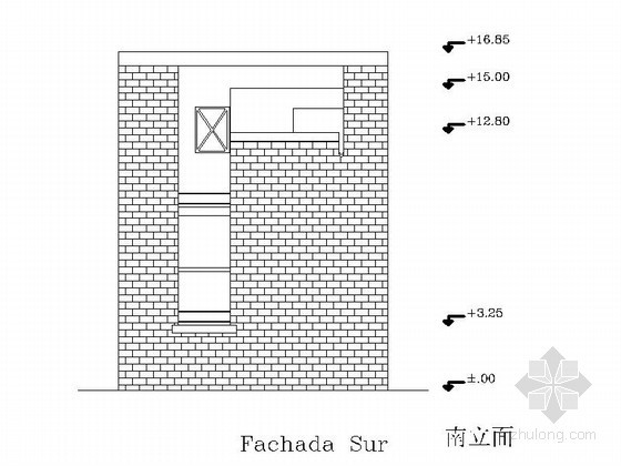 提契诺桑河住宅方案CAD图（马里奥•博塔设计）-南立面