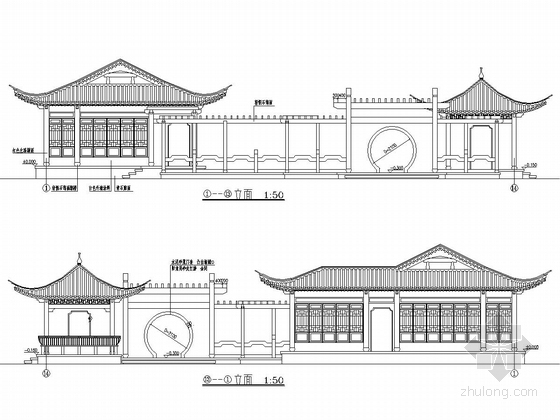 [浙江]老年人公寓景观规划施工图-亭子立面图