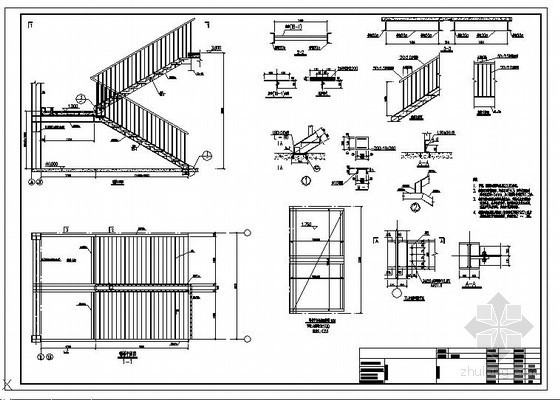 直跑钢结构楼梯设计图资料下载-某钢结构直跑楼梯节点构造详图