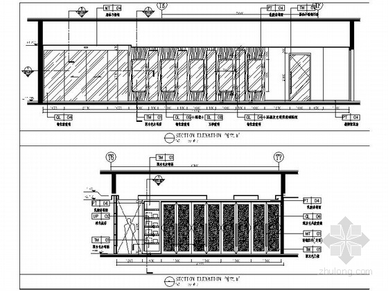 [江苏]中国著名传媒卫视办事处新闻中心室内装修施工图立面图 