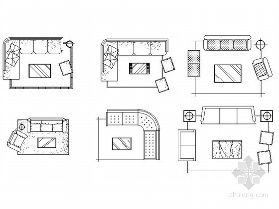 室内家居CAD图块下载资料下载-时尚家居沙发CAD图块下载