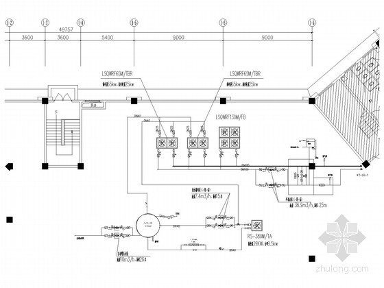 [湖北]养生休闲会所舒适性空调系统设计施工图（空气源热泵）-天面主机布置图 