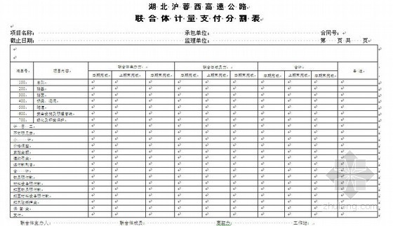 计量支付资料下载-高速公路工程计量支付报表及监理计量支付报表